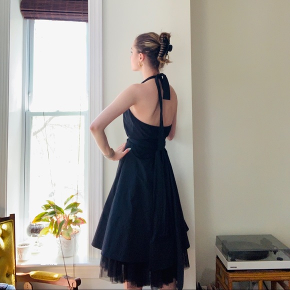 BCBG Black Tulle Halter Dress - Picture 3 of 5